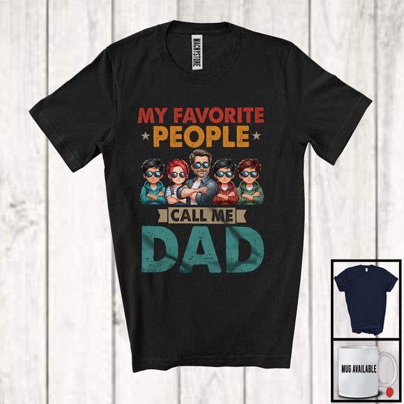 MacnyStore - Vintage My Favorite People Call Me Dad, Amazing Father's Day 3 Son 1 Daughter, Family Group T-Shirt