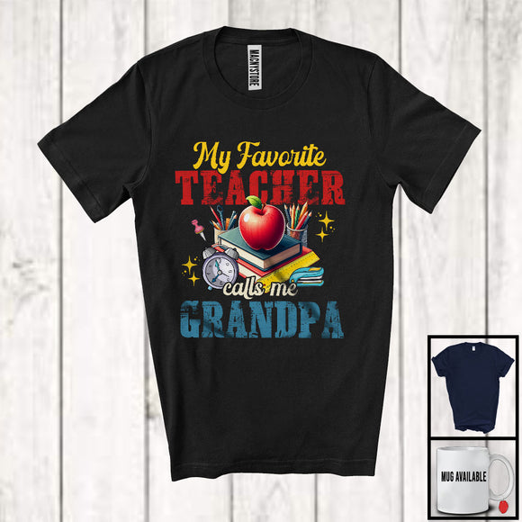 MacnyStore - Vintage My Favorite Teacher Calls Me Grandpa, Amazing Father's Day Teacher Teaching, Family T-Shirt