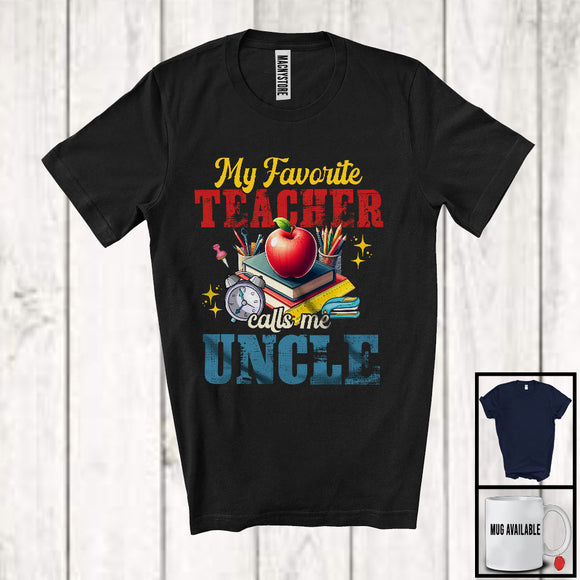 MacnyStore - Vintage My Favorite Teacher Calls Me Uncle, Amazing Father's Day Teacher Teaching, Family T-Shirt