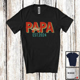 MacnyStore - Vintage Papa EST 2024, Wonderful Father's Day Mustache, Pregnancy Matching Family Group T-Shirt