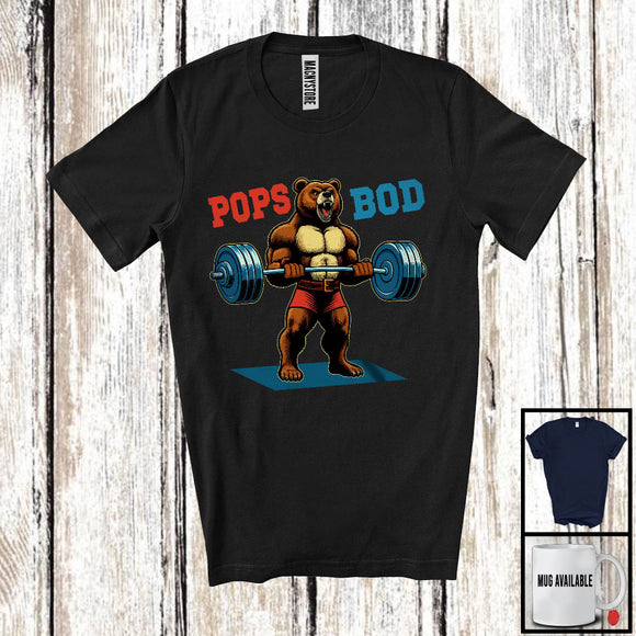 MacnyStore - Vintage Pops Bod, Amazing Father's Day Bear Animal Weightlifting Lover, Matching Family Group T-Shirt