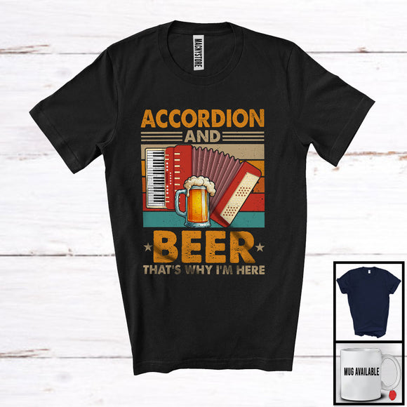 MacnyStore - Vintage Retro Accordion And Beer, Humorous Drinking Drunker, Musical Instruments Player T-Shirt