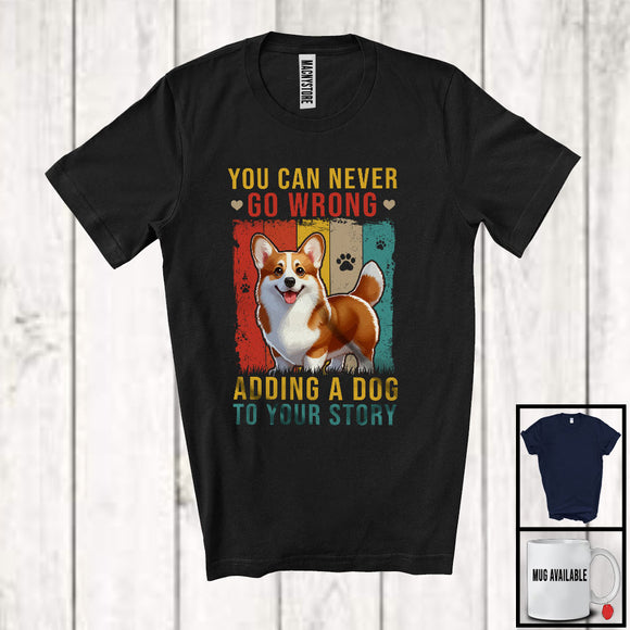 MacnyStore - Vintage Retro Adding A Dog To Your Story, Lovely Corgi Paws Owner Lover, Family Group T-Shirt