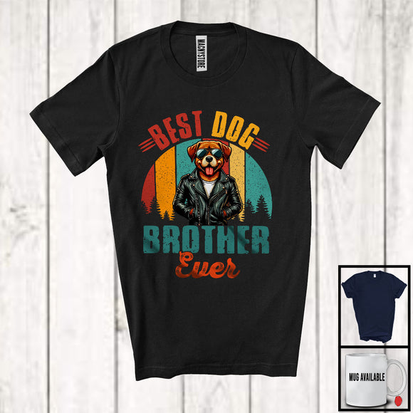 MacnyStore - Vintage Retro Best Dog Brother Ever, Amazing Father's Day Puppy Sunglasses, Family Group T-Shirt