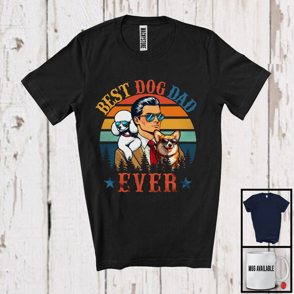 MacnyStore - Vintage Retro Best Dog Dad Ever, Humorous Father's Day Dog Sunglasses, Daddy Family T-Shirt