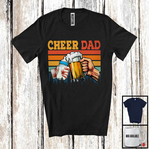 MacnyStore - Vintage Retro Cheers Dad, Cheerful Father's Day Beer Milk Bottle, New Dad Drinking Family T-Shirt