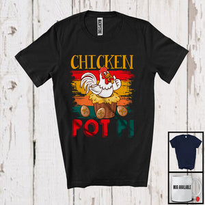 MacnyStore - Vintage Retro Chicken Pot Pi, Humorous Pi Day Chicken In Pot, Math Student Teacher Group T-Shirt