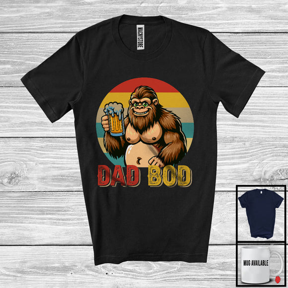 MacnyStore - Vintage Retro Dad Bod, Humorous Father's Day Proud Dad Bigfoot Beer Drinking, Family Group T-Shirt