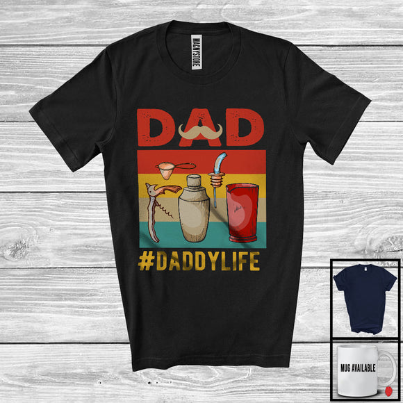 MacnyStore - Vintage Retro Dad Daddy Life, Amazing Father's Day Bartender Group, Matching Family Team T-Shirt