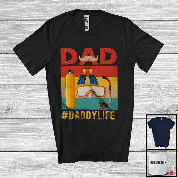 MacnyStore - Vintage Retro Dad Daddy Life, Amazing Father's Day Scuba Diver Group, Matching Family Team T-Shirt