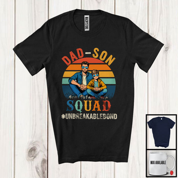MacnyStore - Vintage Retro Dad-Son Squad, Awesome Father's Day Daddy Son Sunglasses, Family Group T-Shirt