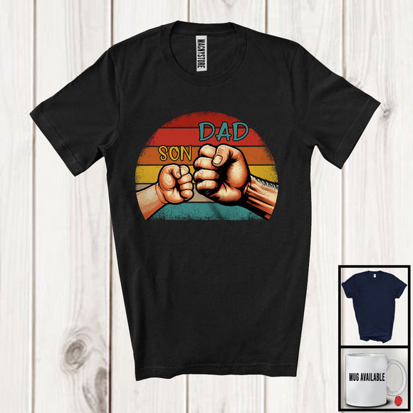 MacnyStore - Vintage Retro Dad Son, Amazing Father's Day Hands, Matching Daddy Family Group T-Shirt
