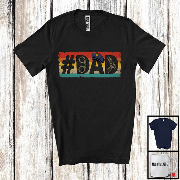 MacnyStore - Vintage Retro Dad, Awesome Father's Day Matching Police Officer Lover, Daddy Family Group T-Shirt