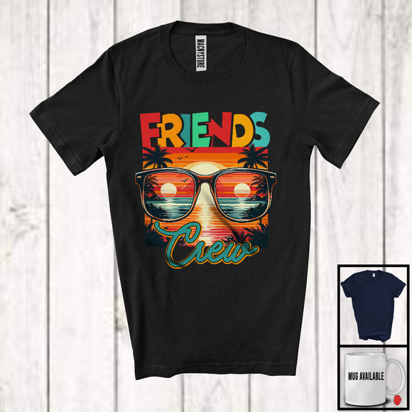 MacnyStore - Vintage Retro Friends Crew, Wonderful Summer Vacation Beach Sunglasses, Friends Group T-Shirt
