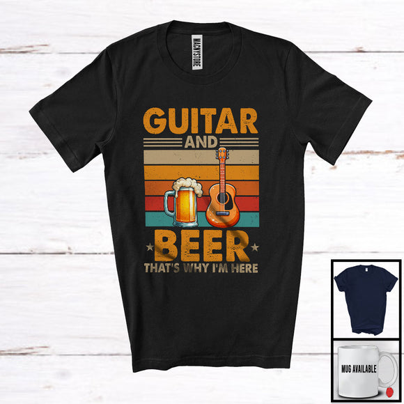 MacnyStore - Vintage Retro Guitar And Beer, Humorous Drinking Drunker, Musical Instruments Player T-Shirt