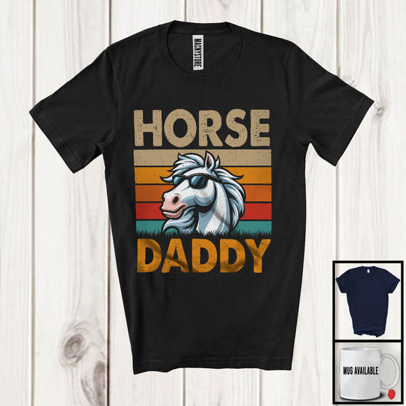 MacnyStore - Vintage Retro Horse Daddy, Sarcastic Father's Day Horse Sunglasses, Farmer Family Group T-Shirt