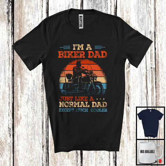 MacnyStore - Vintage Retro I'm A Biker Dad Definition Much Cooler, Amazing Father's Day Motorcycle, Family T-Shirt