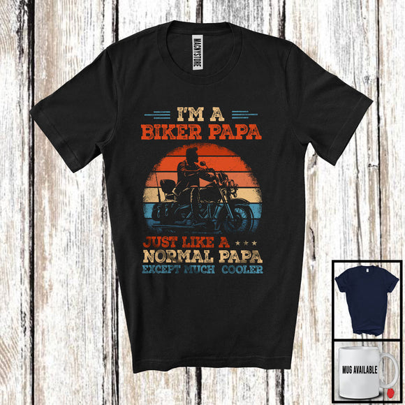 MacnyStore - Vintage Retro I'm A Biker Papa Definition Much Cooler, Amazing Father's Day Motorcycle, Family T-Shirt