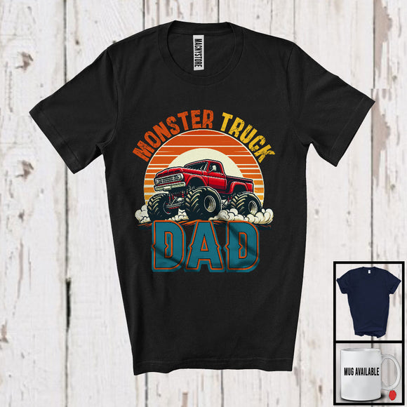 MacnyStore - Vintage Retro Monster Truck Dad, Proud Father's Day Dad Truck Driver, Trucker Family Group T-Shirt