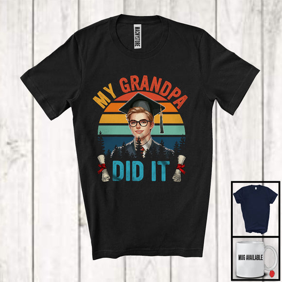 MacnyStore - Vintage Retro My Grandpa Did It, Lovely Father's Day Mother's Day Graduation Proud, Men Family T-Shirt