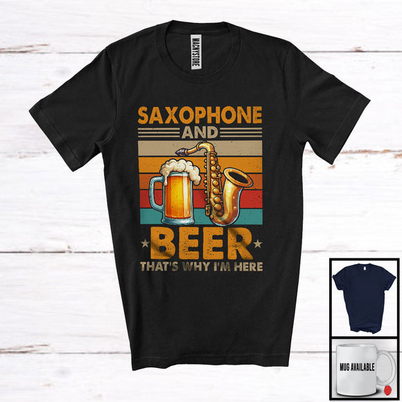 MacnyStore - Vintage Retro Saxophone And Beer, Humorous Drinking Drunker, Musical Instruments Player T-Shirt