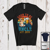 MacnyStore - Vintage Retro Soon To Be Uncle Est 2024, Cheerful Father's Day Beer Milk, Drinking Family T-Shirt