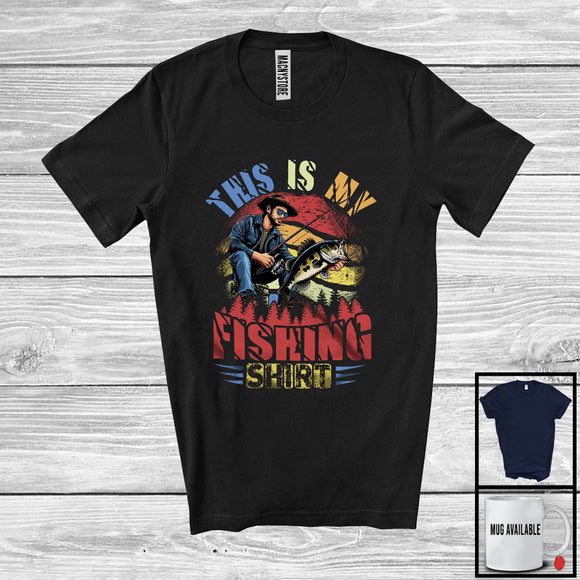 MacnyStore - Vintage Retro This Is My Fishing Shirt, Humorous Fishing Fisher Men Lover, Family Group T-Shirt
