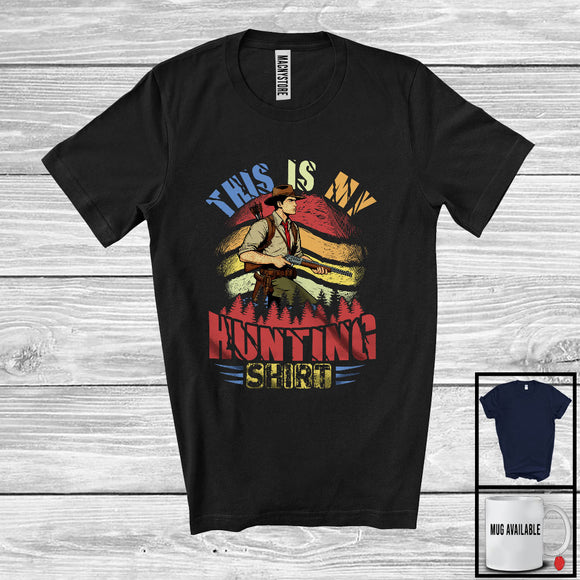 MacnyStore - Vintage Retro This Is My Hunting Shirt, Humorous Hunting Hunter Men Lover, Family Group T-Shirt