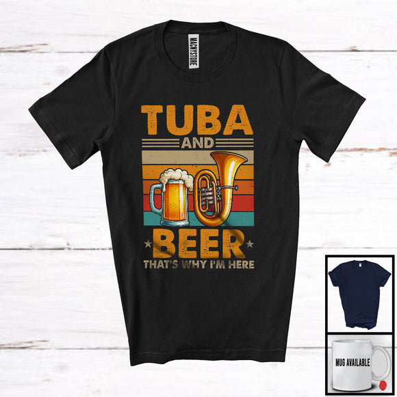 MacnyStore - Vintage Retro Tuba And Beer, Humorous Drinking Drunker, Musical Instruments Player T-Shirt