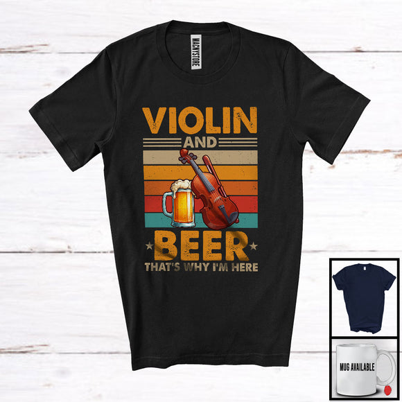 MacnyStore - Vintage Retro Violin And Beer, Humorous Drinking Drunker, Musical Instruments Player T-Shirt