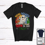 MacnyStore - Vintage Retro Vodka Because 2024 Is Boo Sheet, Joyful Halloween Ghost Drinking, Drunker T-Shirt