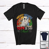 MacnyStore - Vintage Retro Whiskey Because 2024 Is Boo Sheet, Joyful Halloween Ghost Drinking, Drunker T-Shirt