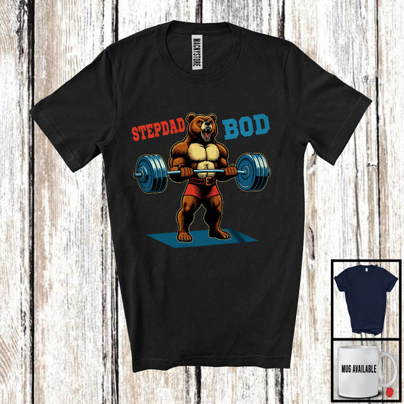 MacnyStore - Vintage Stepdad Bod, Amazing Father's Day Bear Animal Weightlifting, Matching Family Group T-Shirt
