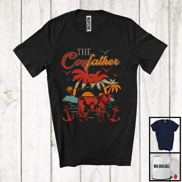 MacnyStore - Vintage The Cowfather, Amazing Father's Day Cow Farm Animal, Farmer Family Group T-Shirt