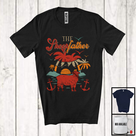 MacnyStore - Vintage The Sheepfather, Amazing Father's Day Sheep Farm Animal, Farmer Family Group T-Shirt