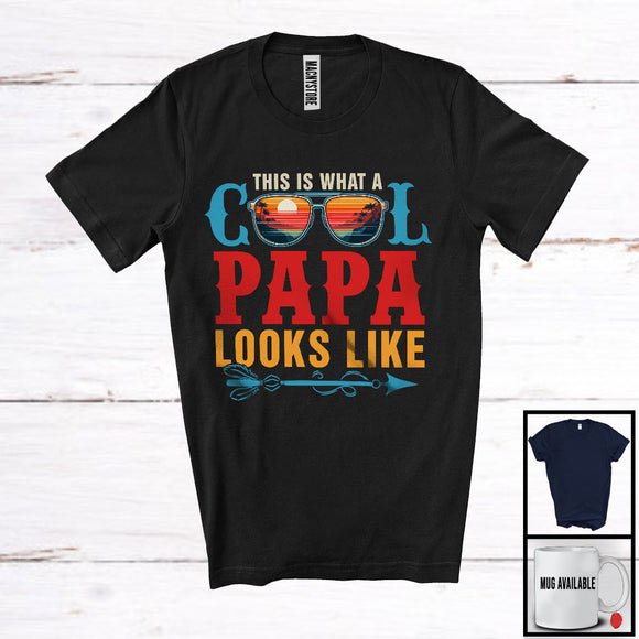 MacnyStore - Vintage This Is What A Cool Papa Looks Like, Humorous Father's Day Vintage Sunglasses, Family T-Shirt