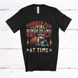 MacnyStore - Vintage Trucker Dad Living Between The Line One Mile At Time; Joyful Father's Day Trucker; Family T-Shirt