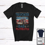 MacnyStore - Vintage Trucker Most Important Call Me Dad Husband, Proud Father's Day American Flag, Family T-Shirt