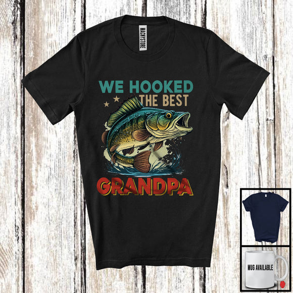 MacnyStore - Vintage We Hooked The Best Grandpa, Awesome Father's Day Fisher Fishing Lover, Family Group T-Shirt