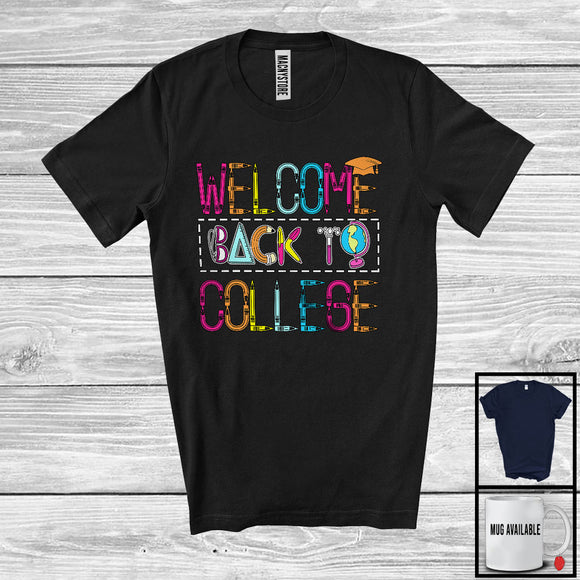 MacnyStore - Welcome Back To College, Colorful Back To School Last Day, Dabbing Pencil Students T-Shirt