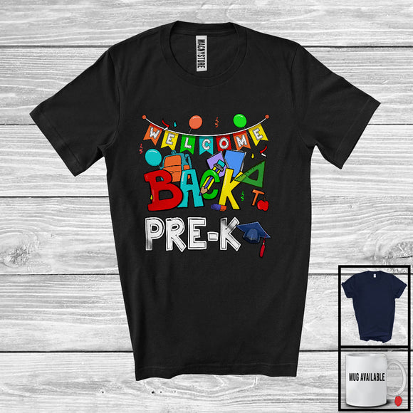 MacnyStore - Welcome Back To Pre-K, Colorful Back To School Things Last Day, Student Teacher Group T-Shirt
