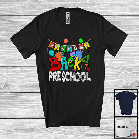 MacnyStore - Welcome Back To Preschool, Colorful Back To School Things Last Day, Student Teacher Group T-Shirt