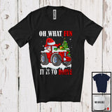 MacnyStore - What Fun To Drive; Joyful Christmas Moon Santa Tractor Driver; X-mas Family Group T-Shirt