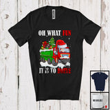 MacnyStore - What Fun To Drive; Joyful Christmas Moon Santa Truck Driver; X-mas Family Group T-Shirt