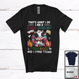 MacnyStore - What I Do I Am A School Secretary I Read Books, Adorable Cow In Flowers Circle, Reading T-Shirt