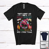 MacnyStore - What I Do I Am A School Secretary I Read Books, Adorable Flamingo In Flowers Circle, Reading T-Shirt