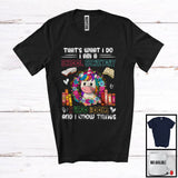MacnyStore - What I Do I Am A School Secretary I Read Books, Adorable Unicorn In Flowers Circle, Reading T-Shirt