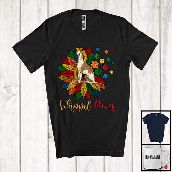 MacnyStore - Whippet Mom, Happy Mother's Day Colorful Sunflower Paws, Matching Family Group T-Shirt