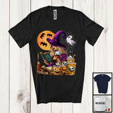 MacnyStore - Witch Reading Book With Wine, Lovely Halloween Costume Witch Drinking, Matching Drunker Team T-Shirt