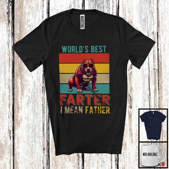 MacnyStore - World's Best Farter I Mean Father, Sarcastic Father's Day Pit Bull Sunglasses, Vintage Retro T-Shirt